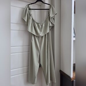 Elegant Sage Green Love J Off-Shoulder Jumpsuit NWT